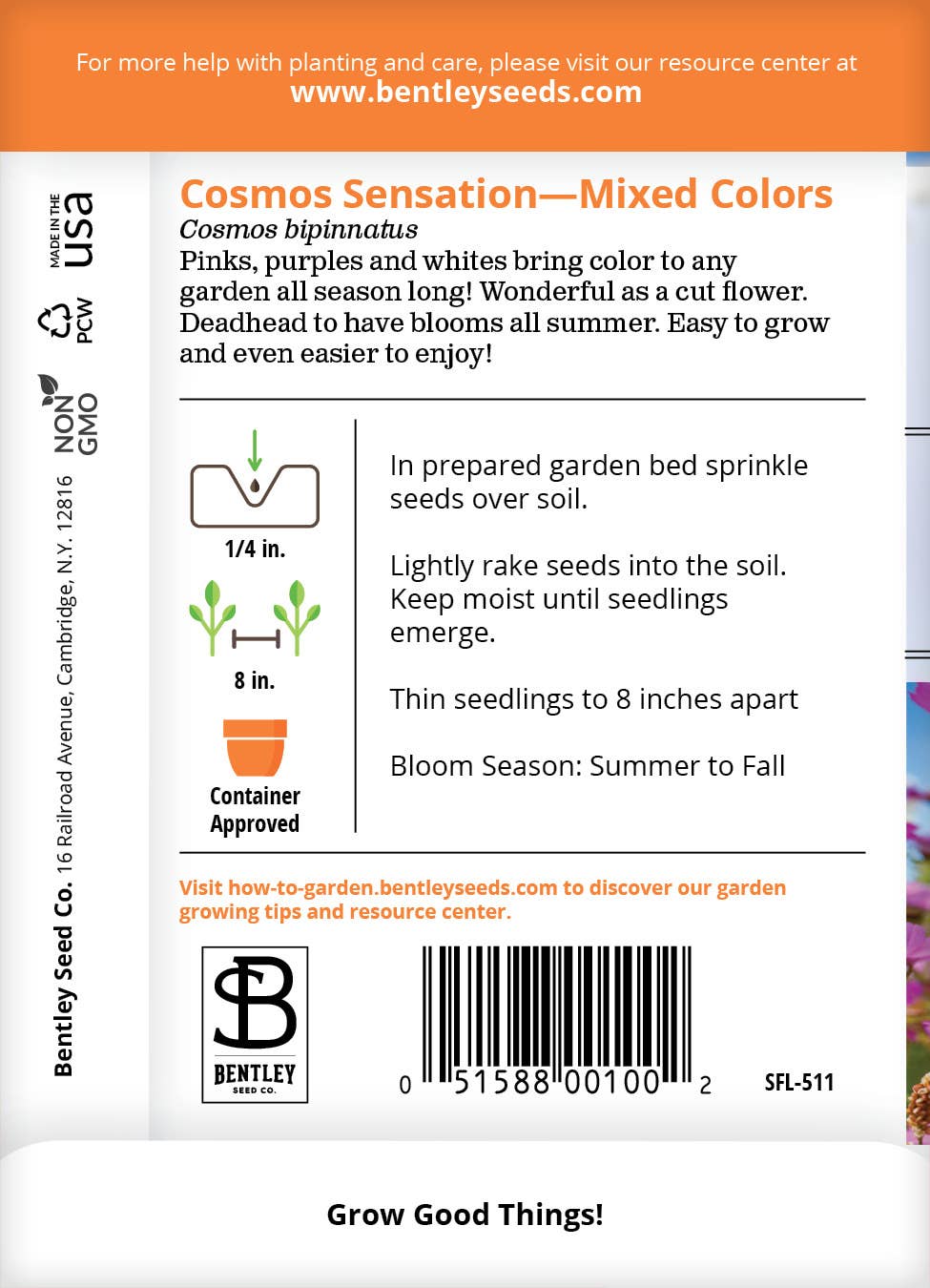 Bentley Seed Co. - Cosmos Sensation Mixed Colors-Cosmos Bipinnatus