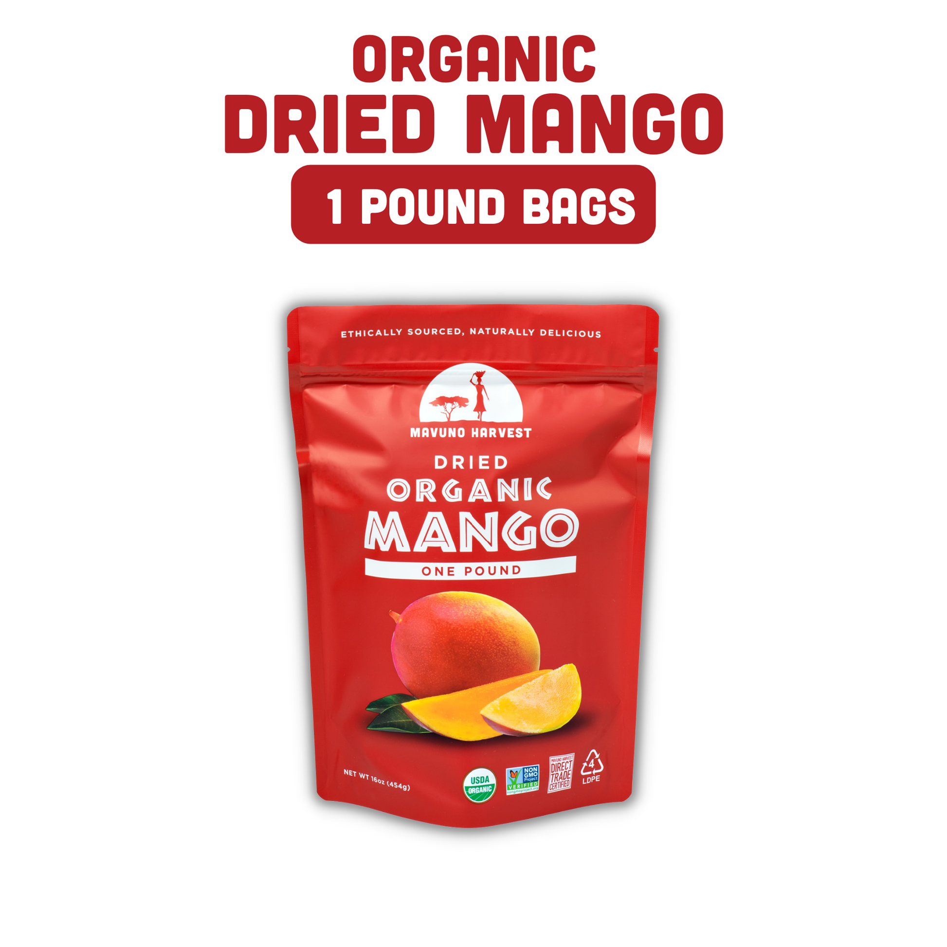 Organic Dried Mango, 6-pack case