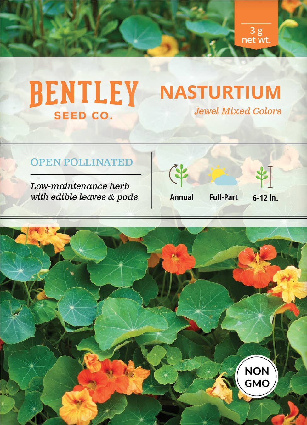 Bentley Seed Co. - Nasturtium Jewel Mixed Colors Tropaeolum Majus