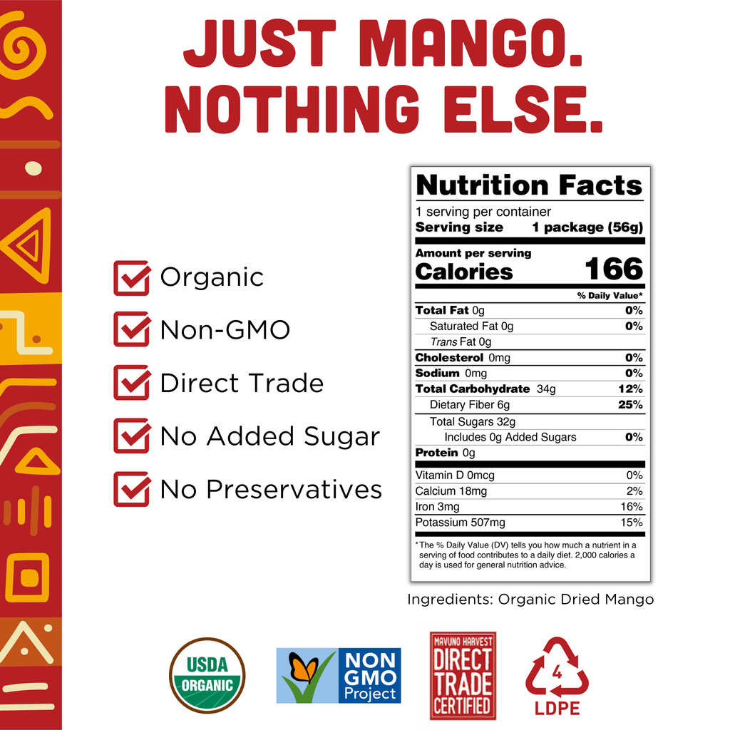 Organic Dried Mango, 6-pack case