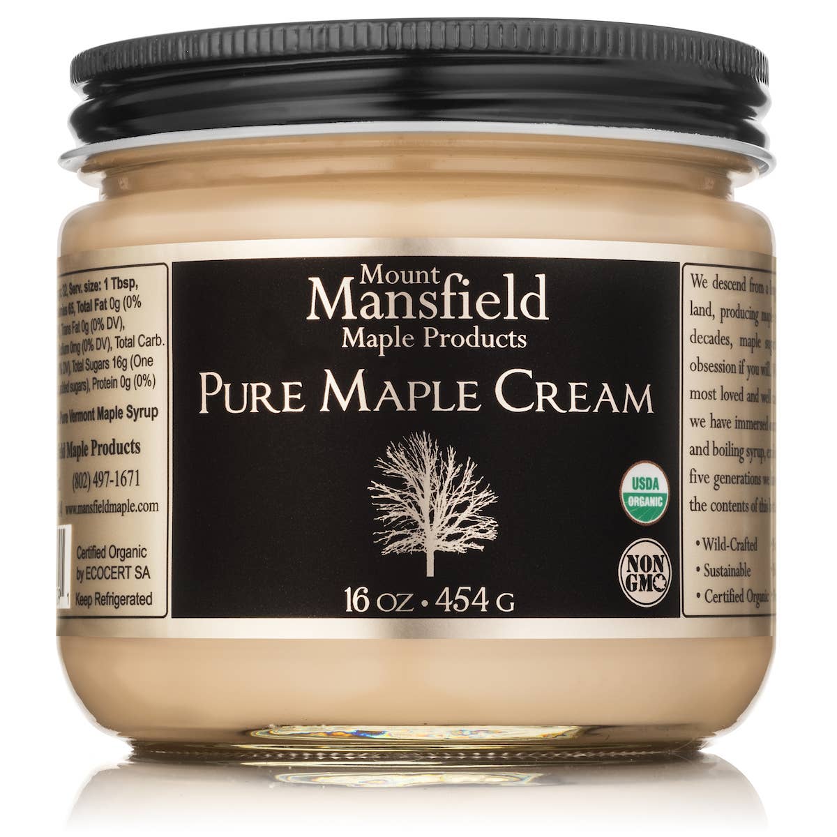 16 oz Jar Organic Pure Vermont Maple Cream