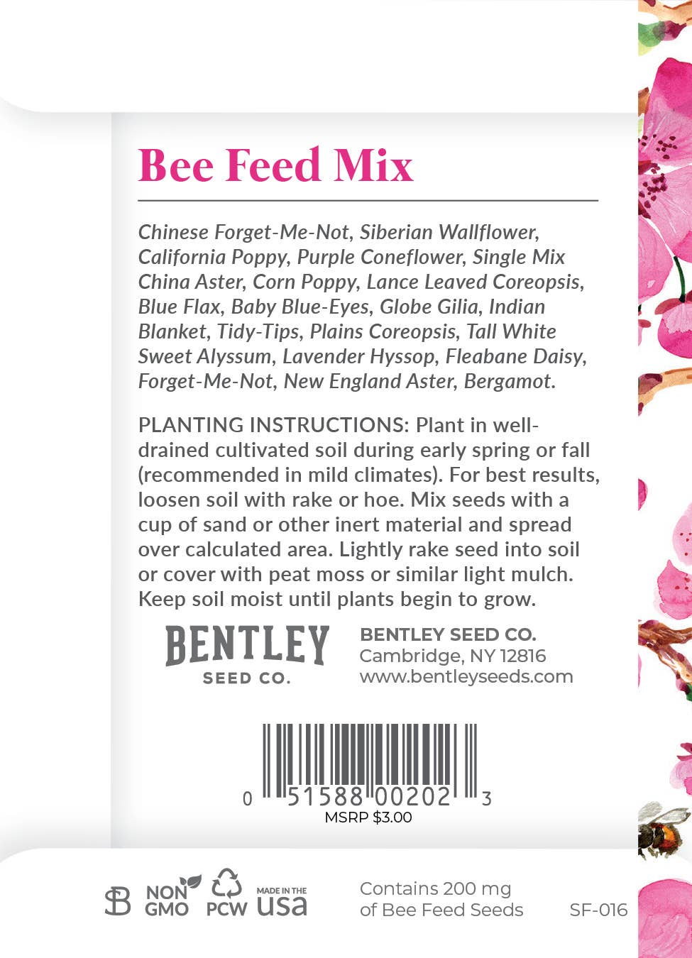 Bentley Seed Co. - Bee Feed Wildflower Seed Packets