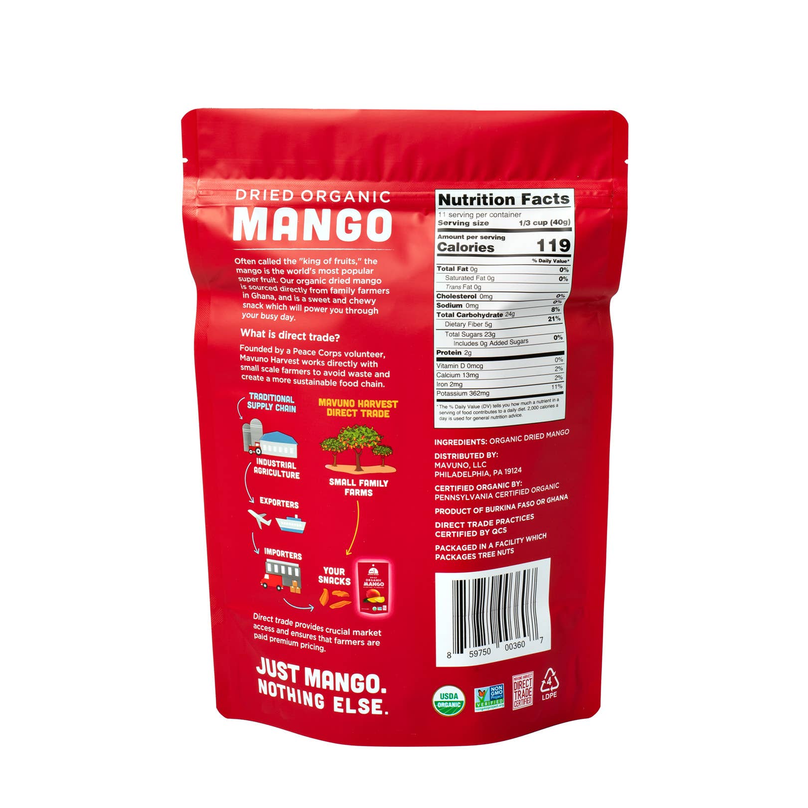 Organic Dried Mango, 6-pack case