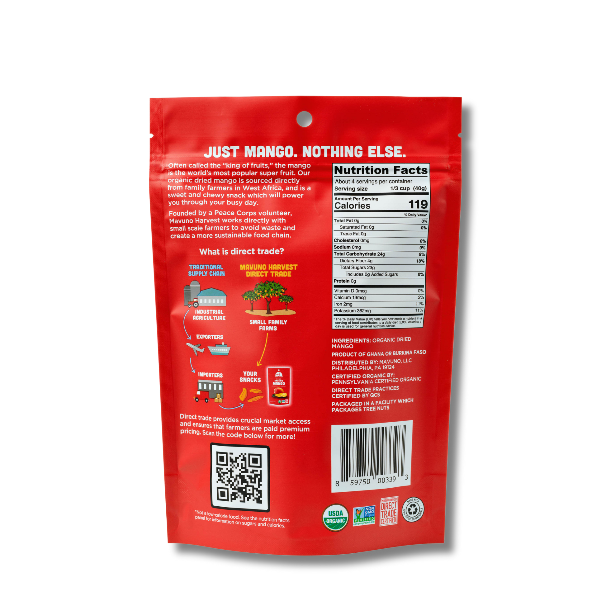 Organic Dried Mango, 6-pack case