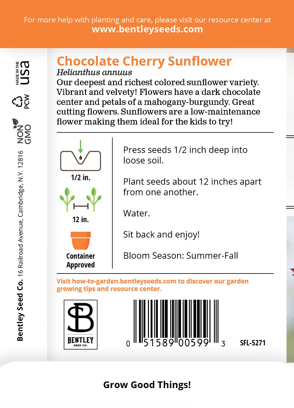 Bentley Seed Co. - Sunflower Chocolate Cherry Seed Packets