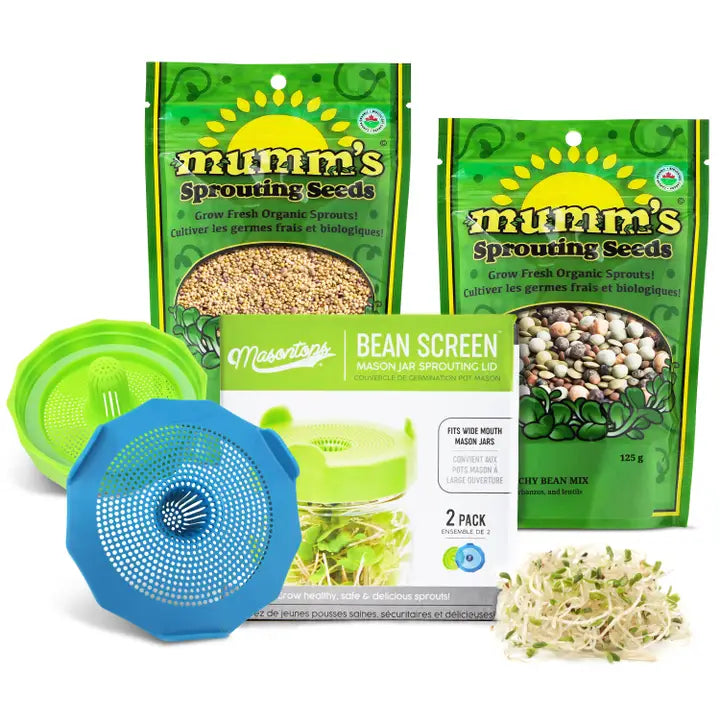 Masontops - Wide Mouth Bean Sprouting Set with Jar, Seeds and Lid