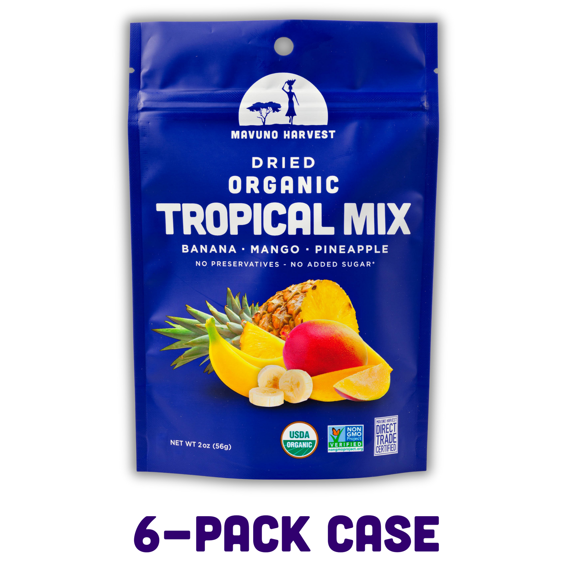 Organic Dried Tropical Mix (Mango, Banana, Pineapple), 6-pack case
