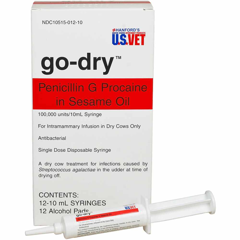 U.S.VET - Single 10mL. Syringe Go-Dry Penicillin G Procaine in Sesame Oil