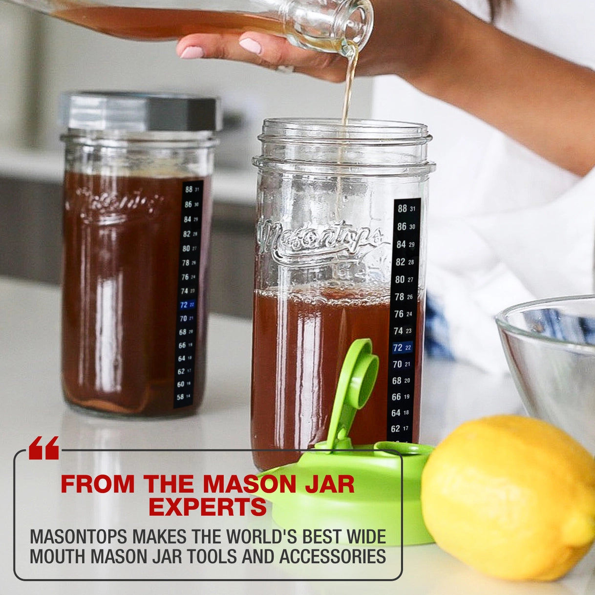 Masontops - Wide Mouth Complete Kombucha Brew Starter Kit for Mason Jars