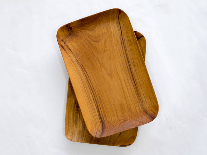 Bali Harvest - Rectangular Teak Wood Plate Tray Serving Dishes Pan Plate