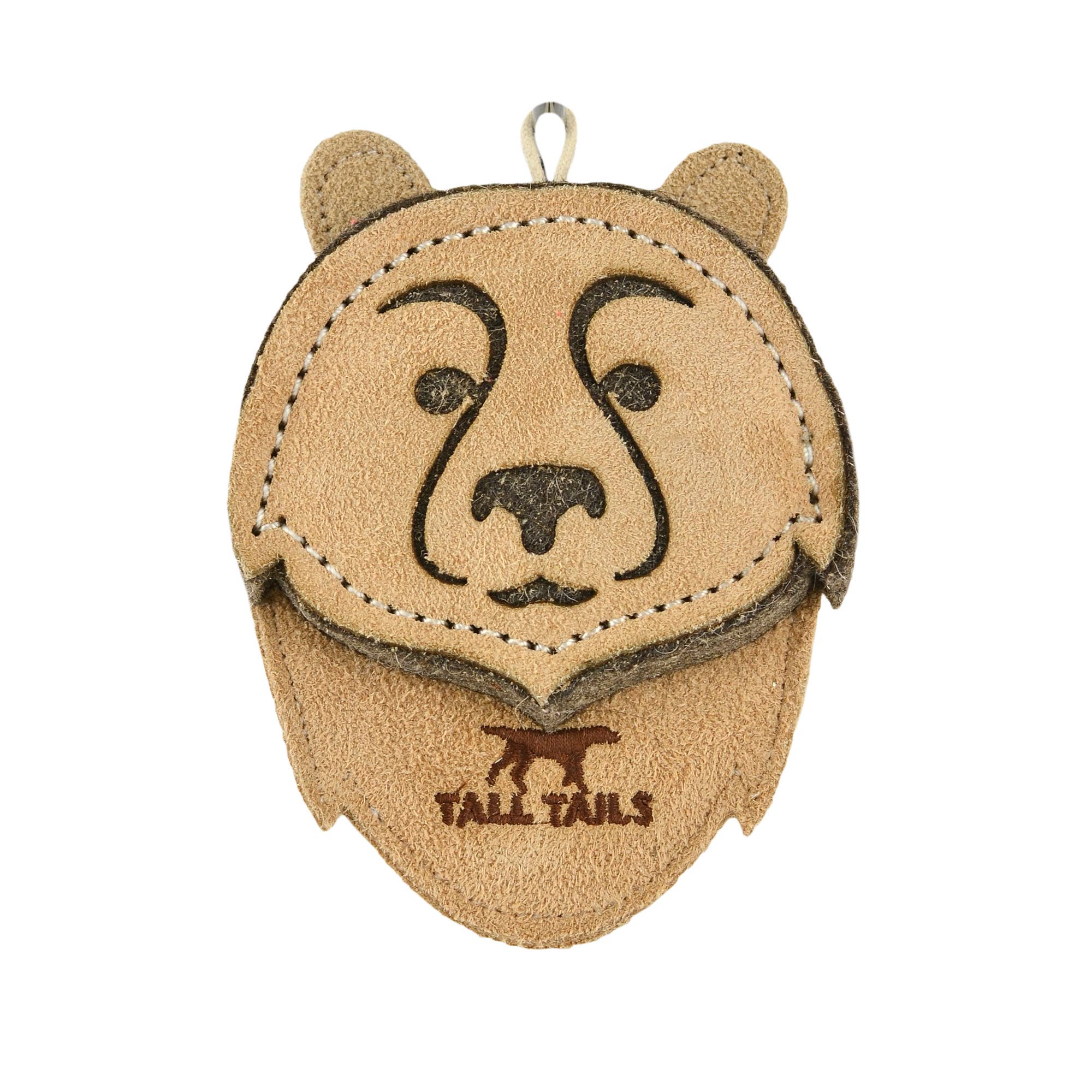 Tall Tails - 4" Natural Leather Bear Dog Toy