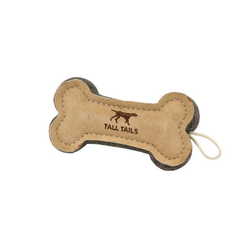 Tall Tails - 6" Natural Leather & Wool Bone Toy