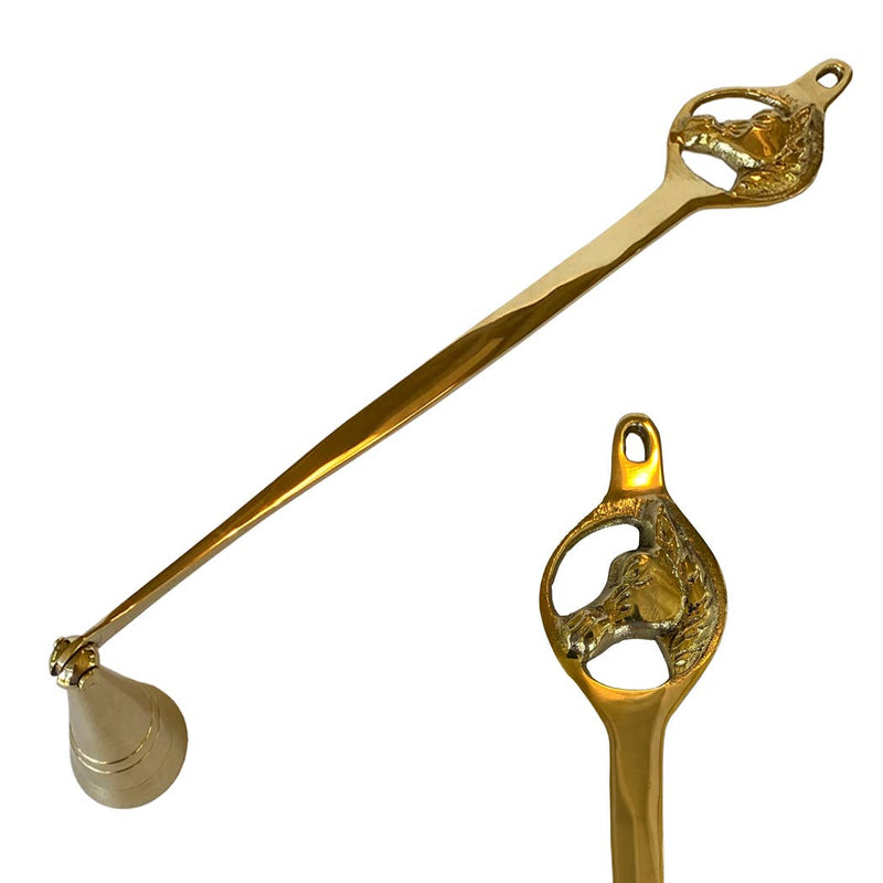 11-3/4" Polished Brass Horse Head Candle Snuffer