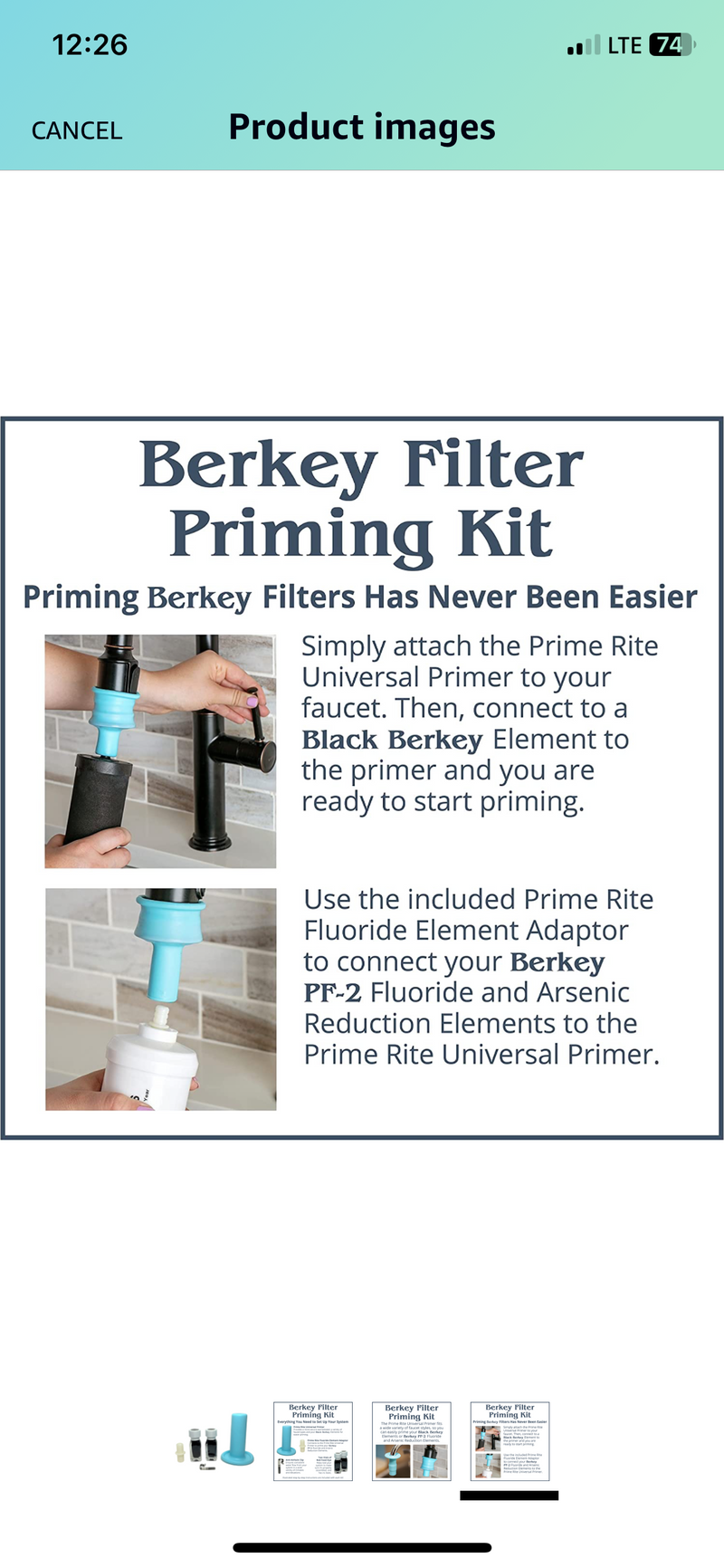 Berkey Filter Priming Kit For Use with Berkey Gravity-Fed Water Filtration Systems